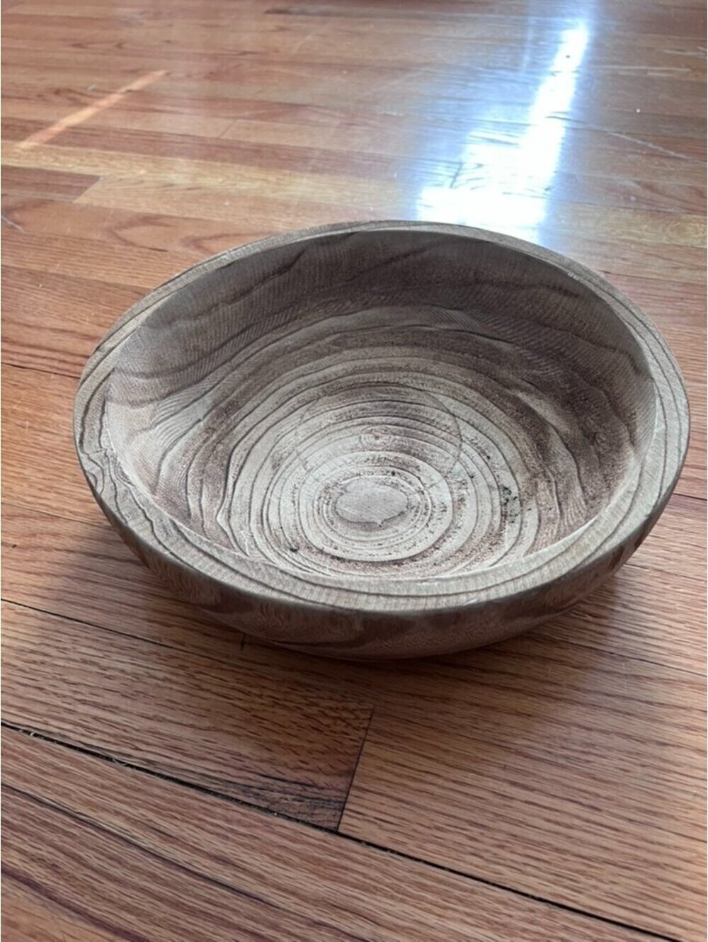 Turned Solid Wood Decorative Bowl 12" Modern Rustic Farmhouse Centerpiece